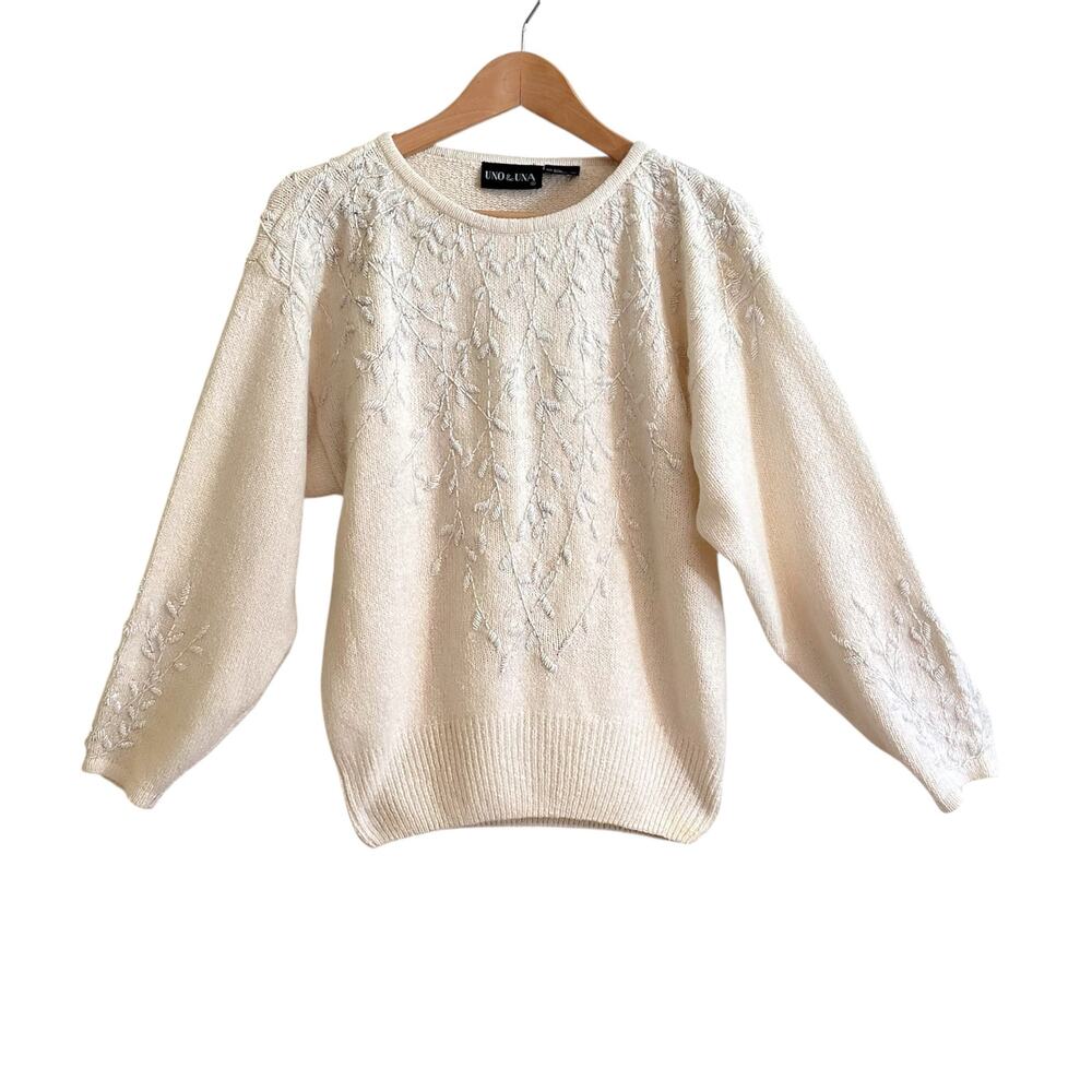 Vintage 90s Beaded Silk Angora Blend Sweater by Uno & Una